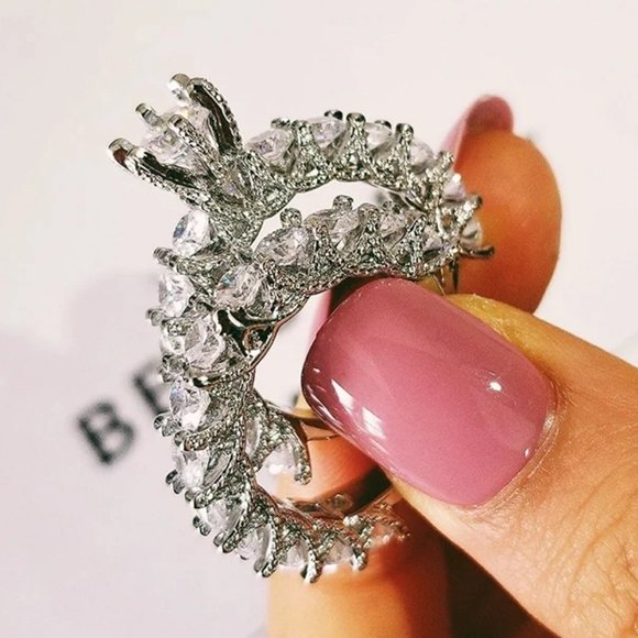 Jewelry - NEW Luxury 925 Sterling Silver Diamond Ring Set